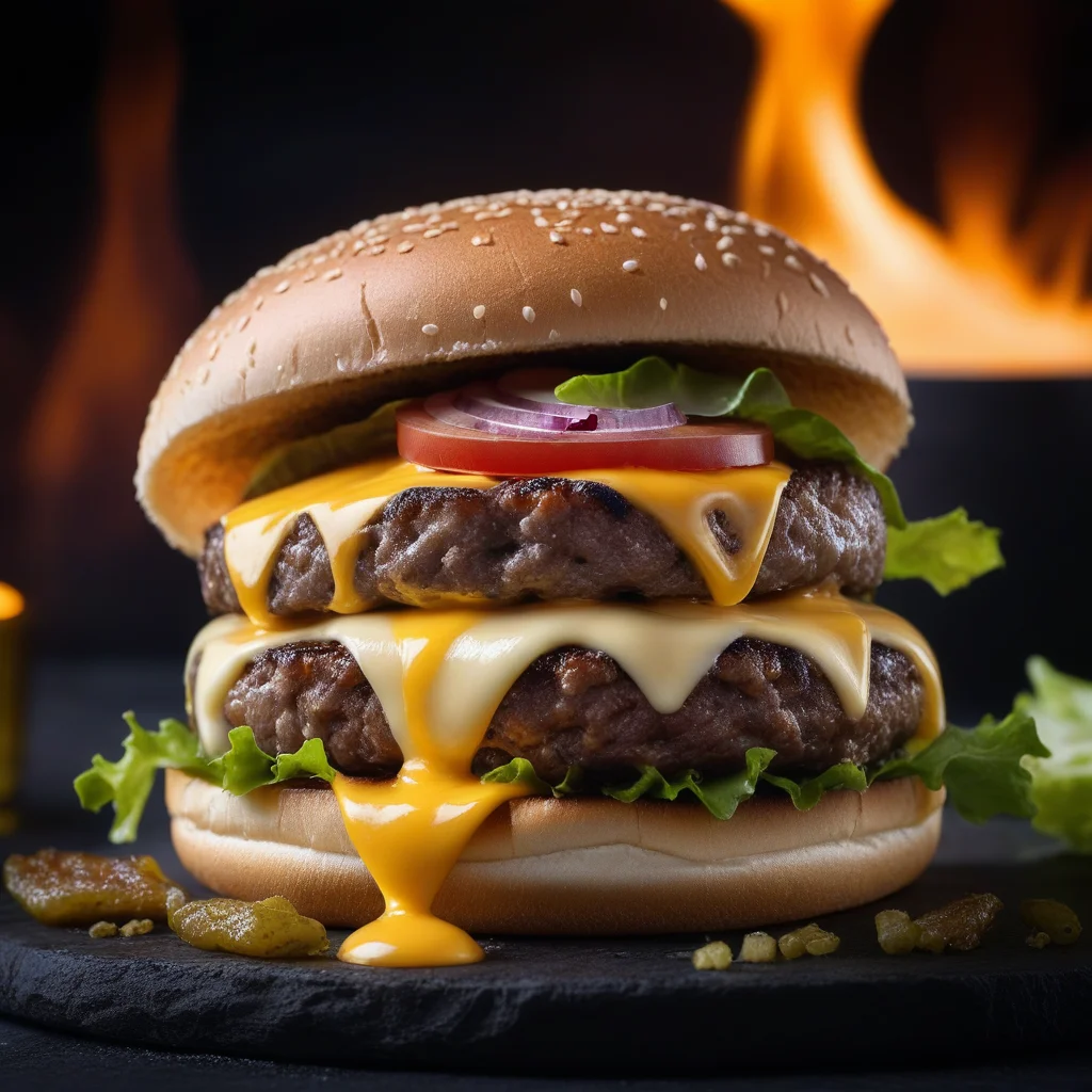 Hamburguesa gourmet generada con IA — food photography profesional