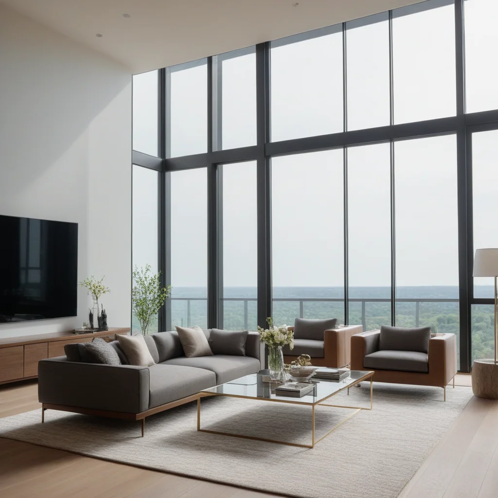 Modernes Wohnzimmer mit KI-generiertem Virtual Home Staging