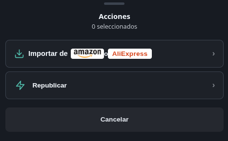 Botón Importar de Amazon o AliExpress en el panel de MitikLive