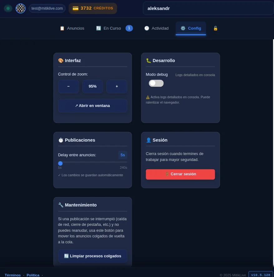 Configuración de MitikLive